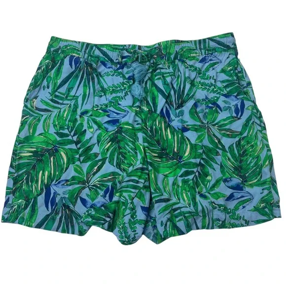 J.Jill Womens Medium Petite MP Tropical Leaf Print Rayon Drawstring‎ Shorts - Picture 15 of 16
